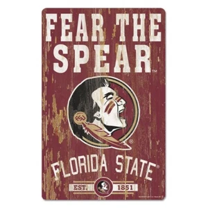 FLORIDA STATE SEMINOLES FEAR THE SPEAR EST. 1851 WOOD SIGN 11"X17'' NEW WINCRAFT - Picture 1 of 1