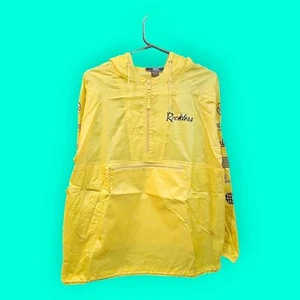 Young & Reckless Windbreaker Mens Size Medium 1/4 Zip Pull Over Hoodie Yellow - Picture 1 of 13