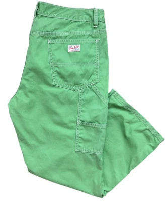 Винтажные зеленые женские джинсы Y2K Polo Jeans Company размер 14 укороченные универсальные брюки-карго - Изображение 1 из 4