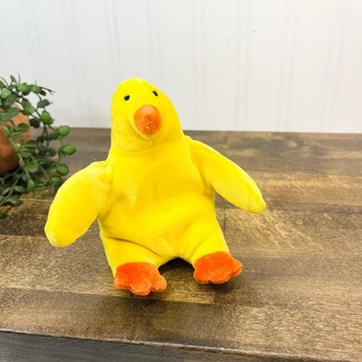 The Manhattan Toy Company 1996 5 in. Yellow Duck Bean Vintage Plushie RARE - Image 1 of 4