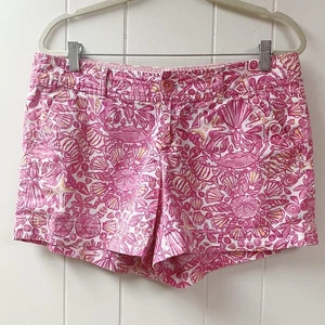 LILLY PULITZER Callahan Pink Seashell Shorts SIZE 12 Lo Rise Pockets Preppy - Picture 1 of 10