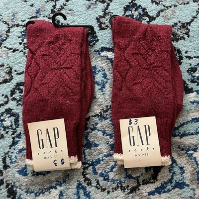 GAP Vintage Años 90 Y2K Rojo Blanco Navidad Calcetines Nuevo Con Etiquetas Para Mujer 9-11 Lote De 2 Mujeres Foto 1 de 3