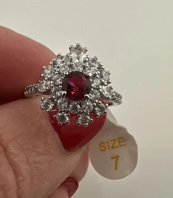 Новый с Ярлыками бомба вечеринки родия покрытием CZ рубин кольцо Sz 7, красивый оазис, F69 - Изображение 1 из 4