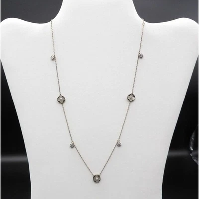 Collar de cadena de plata de ley 925 con flores de madreperla y pedrería 19" Foto 1 de 4