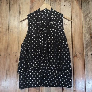 Blusa Top Karen Millen Negra Cuello Halter Gato Lazo Sin Mangas Talla 10 - Imagen 1 de 8