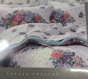 Vintage 80s Martex Garden Prelude Twin Flat Sheet Floral Percale Cottage NOS - Picture 1 of 22