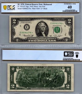 $2 1976 FRN Richmond VA PCGS 40 XF Fr. 1935 - E* LOW SERIAL # - Picture 1 of 2