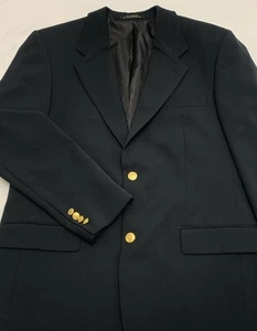 VTG LL Bean Black Micro Polyester Travel Yacht Varsity Blazer w/Gold Buttons 42L - Picture 1 of 11