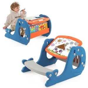 Kids Drawing and Playing Desk Set w/Tiltable Erasable Graffiti Whiteboard Eating - Picture 1 of 6