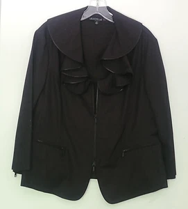 LAFAYETTE 148 SCHWARZ RÜSCHEN REISSVERSCHLUSS VORNE BAUMWOLLE STRETCH JACKE GRÖSSE 14 - Bild 1 von 5
