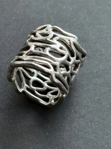 ANILLO BANDA DISEÑO ENCAJE LOCO PLATA ESTERLINA 925 AMPLIO HECHO EN ISRAEL TALLA 8 - Imagen 1 de 7