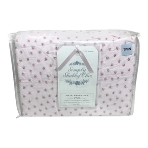 NUOVO set lenzuola gemelle Rachel Ashwell Simply Shabby Chic cotone floreale rosa - Foto 1 di 2