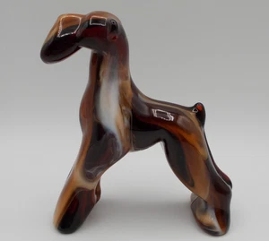 Heisey Imperial Slag Glass Champ Terrier Dog Airedale Terrier Carmel Figurine 6" - Picture 1 of 3
