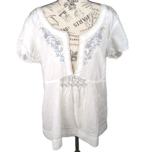 Top campesino Eddie Bauer XL para mujer 100 % algodón bordado transparente - Imagen 1 de 14
