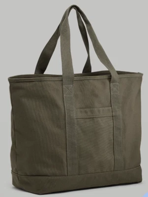 Old Navy Large Canvas Tote Bag; Olive Grn; Dbl Handles, Ext/Int Pockets; New W/T - Image 1 of 4