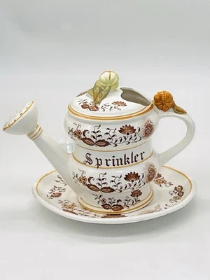 "Aspersor y bandeja de porcelana estilo cebolla marrón/amarillo ARNART Meissen 8,25"" x 6,5""" Foto 1 de 4