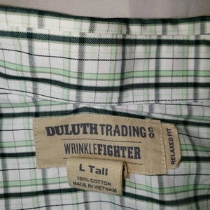 Duluth Trading Mens L Tall Relaxed Fit Wrinkle Free Short Sleeve Button Down... - Picture 1 of 6