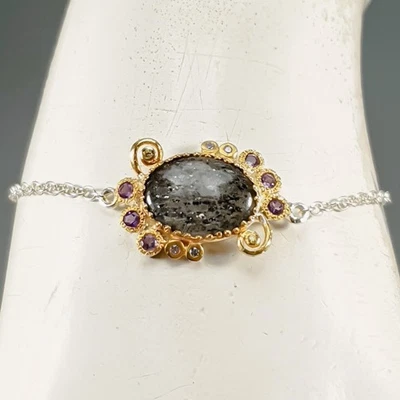 Pulsera Joyería Piedra Solar Natural Plata de Ley 925 7"/BR13686 Foto 1 de 4