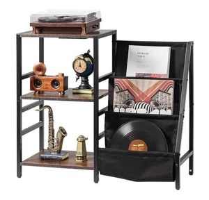 Turntable Record Player Stand Charging Station USB Ports 200 Albums BRAND NEW - Picture 1 of 6