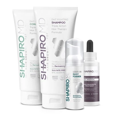 Kit de rebrote para hombre Plus: champú, acondicionador, 5% minoxidil, espuma sin enjuague, C... Foto 1 de 4