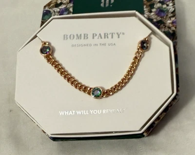 Bomb Party June 2023 Necklace RBP6184 Alone Time Rainbow Topaz & Rose Gold Plate - Image 1 of 4