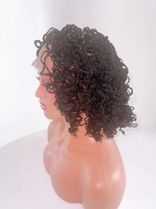 Curly Twist Black Braided Short Full Lace Frontal Synthetic Handmade Braid Wig - Picture 1 of 7