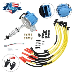 High Quality HEI Distributor Kit w/ Brass Terminals & Spark Plug Wires for Ford - Bild 1 von 11
