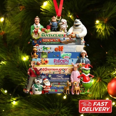 90s Movie Christmas Ornament, Retro Acrylic Xmas Decoration, Classic Film Decor - Image 1 of 4