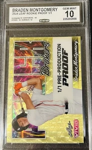2024 Leaf Vivid Braden Montgomery 1/1 Pre-Production Proof CCG 10 Gem - Bild 1 von 2
