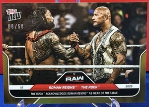 Tarjeta 3 Roman Reigns/The Rock -2025 WWE Topps NOW® - Lámina dorada 8/50 - Envío gratuito - Imagen 1 de 2