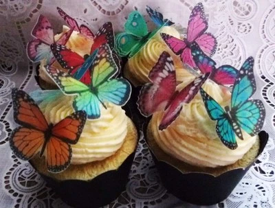 36 o 70 surtidos comestibles obleas mariposas cupcakes adornos para pasteles Foto 1 de 2