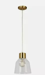 allen + roth Mackenzie Brushed Gold Transitional Clear Glass Mini Pendant Light - Picture 1 of 3