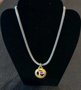 Brighton Necklace Silver & Gold Tone Crystal Letter P Pendant - Picture 1 of 6