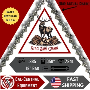 18" Chainsaw Saw Chain Blade Husqvarna Full Chisel .325 Pitch .050 Gauge 72DL - Picture 1 of 4