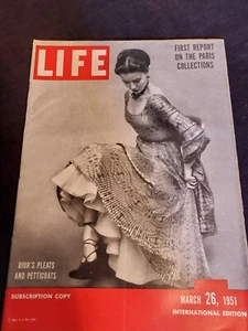 Vintage LIFE MAGAZINE 7 MARCH 1951 Christian Dior Paris Fashion Collections - Picture 1 of 19