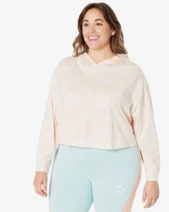 Puma Amplified Hoodie Crop Lightweight Relaxed 1X 2X Long Sleeve Pullover Women - Picture 1 of 5