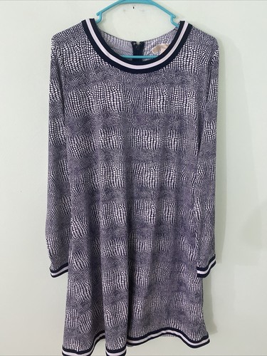 Abito tubino Michael Kors blu stampa serpente manica lunga zip posteriore linea A XL