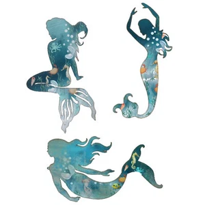 Mermaid Wall Art Iron Metal Pendant Artistic Ocean Theme Home Indoor Decoration - Picture 1 of 15