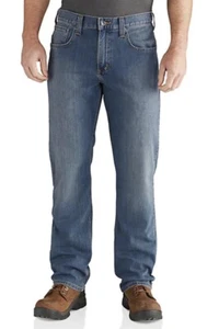 Carhartt Relaxed Straight Medium Wash Blue Jeans size 38 x 30 RN 14806 1171 - Picture 1 of 9
