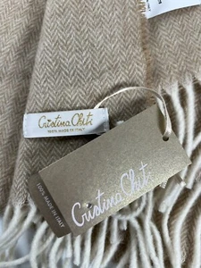 Cristina Chiti 100 % Wolle Schal Made In Italy Neu Mit Etikett 70 Zoll Beige Fransen Weich - Bild 1 von 5