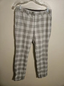 JACK & JONES Grey Plaid Stretch Slim Fit Dress Trousers UK Size 34R - Picture 1 of 8