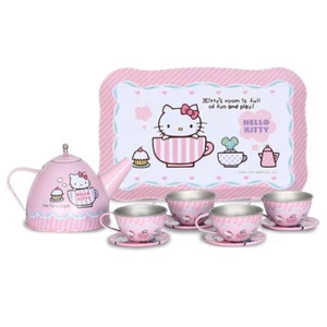 Sanrio Hello Kitty Classic Tea Time Pretend Play Tea Pot Cups Tray Set Kid Toy - Picture 1 of 8