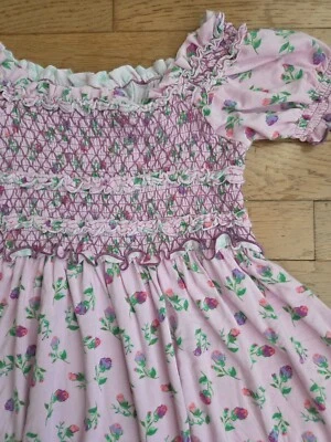 Matilda Jane Size 6 Girls Pink Floral Dress Smocking Puff Sleeve - Image 1 of 4