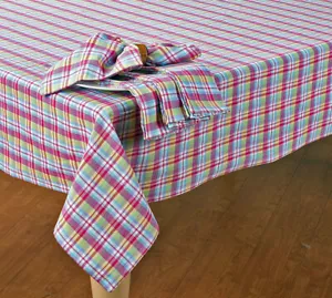 Spring Easter Tablecloth Plaid Spring Tablecloth 70" ROUND - Picture 1 of 4