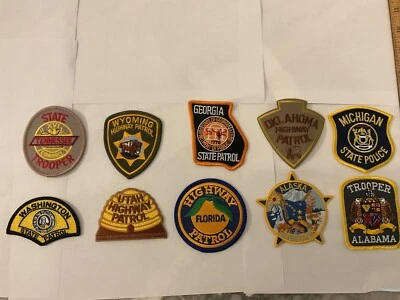 Parches de aplicación de la ley estatal todos diferentes juego de 10 piezas. Nuevo.Parche talla sombrero Foto 1 de 4