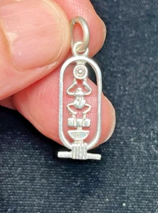 925 Sterling Silver Cartouche Isis Cleopatra Nefertiti King Tut Ramsis Charm - Picture 1 of 8