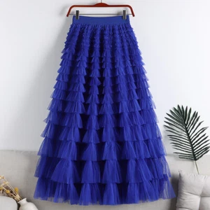Women Mesh Spliced Cake Skirt 2023 Halflength A-Line Skirt Fluffy Yarn Skirt - Picture 1 of 19