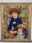 Beautiful Picture Needlepoint Two Sisters On Terrace By Pierre Augusta  Framed ￼