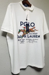 POLO RALPH LAUREN Men's Equestrian Riding Academy Graphic WHITE  Polo Shirt: XL - Picture 1 of 4