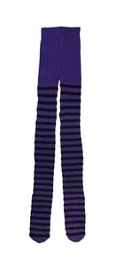 Striped Tights Purple and Black Halloween Accessory Waist to Toe 39", Waist 15" - Picture 1 of 2